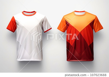 Sports football team uniforms multicolors shirt isolated on white background, Generative AI illustration 107023688