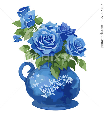 blue rose in a pot blue rose in a pot 107023707