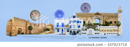 La Goulette, Tunisia - tipical white house 107023718