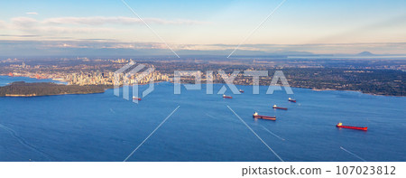 Downtown Vancouver, British Columbia, Canada. Aerial View on the West Coast. 107023812