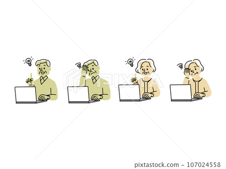 Illustration set of seniors using laptops 107024558