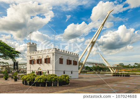 Square Tower, a former prison and now a clock tower in Kuching, Sarawak, Malaysia 107024688