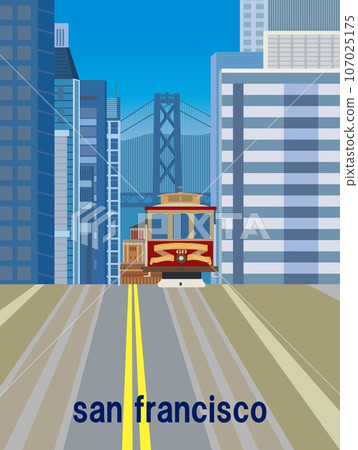 舊金山舊金山纜車海灣大橋旅遊海報 107025175