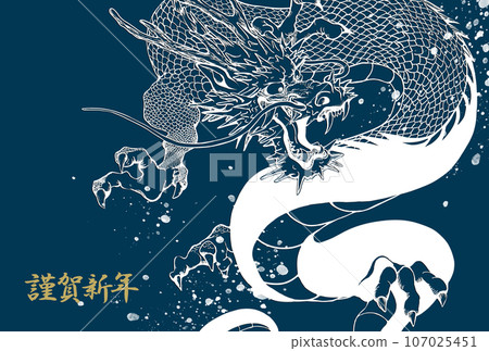 Simple new year's card with dragon 107025451