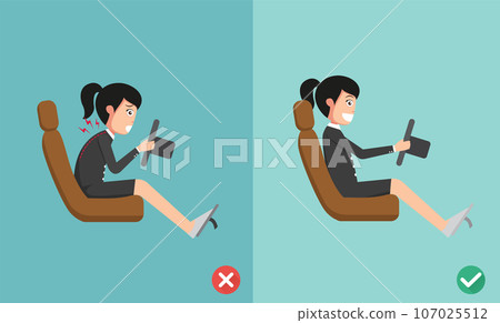 Best and worst positions for driving a car illustration vector 107025512