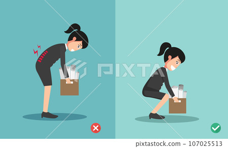 Improper versus against proper lifting illustration vector 107025513