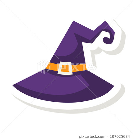illustration witch hat sticker icon 107025684