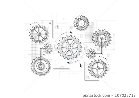 Abstract gear wheel mechanism background. Machine technology. Vector illustration Abstract gear wheel mechanism background. Machine technology. Vector illustration 107025712