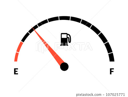 Fuel indicator meter or fuel gauge for petrol, gasoline, diesel level count. Control gas tank fullness. Fuel gauge scales icon. Car dial petrol gasoline dashboard. Vector illustration Fuel indicator meter or fuel gauge for petrol, gasoline, diesel level count. Control gas tank fullness. Fuel gauge scales icon. Car dial petrol gasoline dashboard. Vector illustration 107025771