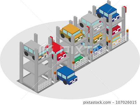 Isometric mechanical parking lot Isometric mechanical parking lot 107026015