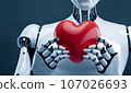 A robot with a heart in front of its chest. Generated AI images such as robot mind, robot emotions, AI control, etc. A robot with a heart in front of its chest. Generated AI images such as robot mind, robot emotions, AI control, etc. 107026693