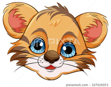 Baby Tiger Head Cartoon Character 107026953