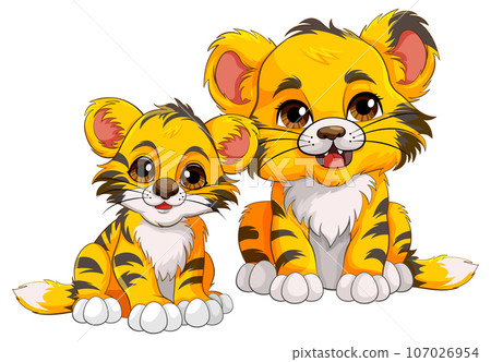 Cute Baby Tiger Cartoon Character 107026954