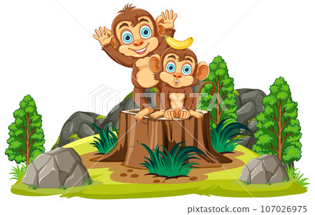Funny Monkey Cartoon Characters 107026975