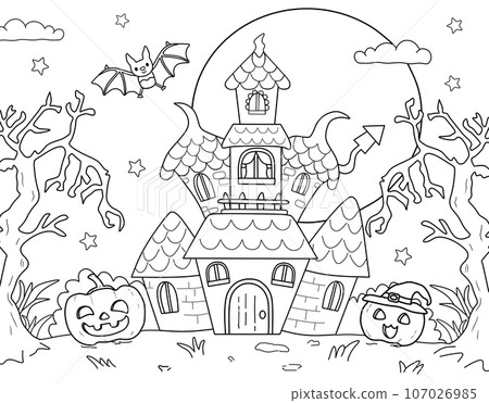 Halloween line art illustration 107026985