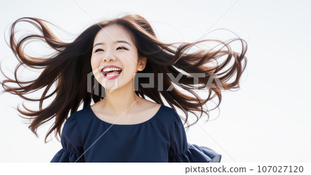 充滿動感微笑的日本女性AI圖像 107027120