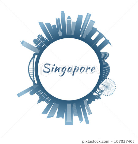 Singapore skyline with colorful buildings.  107027405