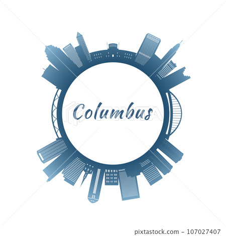 Columbus skyline with colorful buildings. 107027407