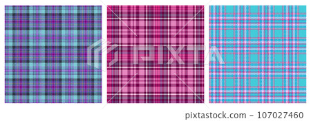 Tartan check plaid texture seamless pattern in pink, blue,green, yellow, white Modern print in barbie ken style for fashion, home decor and stationary Scottish vichy texture Vector illustration Tartan check plaid texture seamless pattern in pink, blue,green, yellow, white Modern print in barbie ken style for fashion, home decor and stationary Scottish vichy texture Vector illustration 107027460