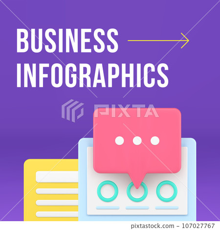 Business infographics report analyzing social media post design template 3d realistic vector Business infographics report analyzing social media post design template 3d realistic vector 107027767