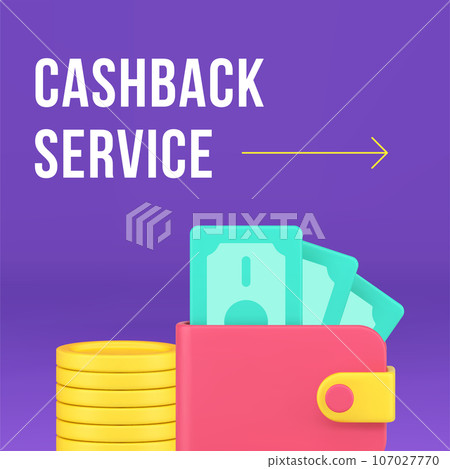 Cashback service shopping reward finance bonus social media post design template 3d realistic vector 107027770