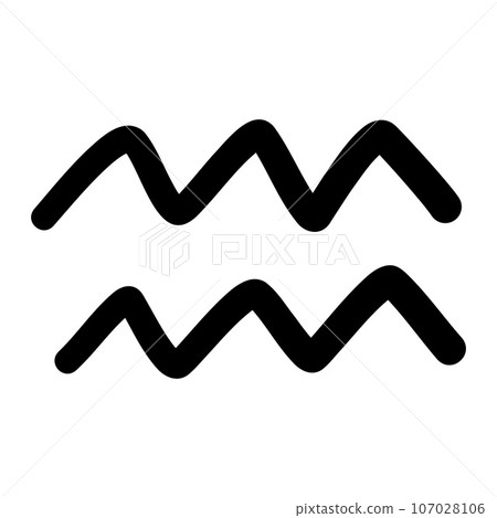 水瓶座標記 12 星座圖示簡單的黑色輪廓 107028106