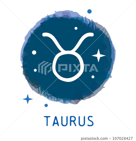 金牛座標記 12 星座圖示藍色圓形背景 金牛座標記 12 星座圖示藍色圓形背景 107028427