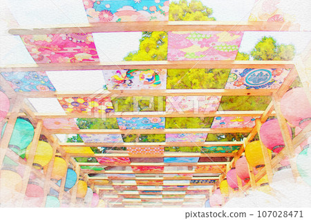 [愛知縣]名古屋市北區貝斯科江神社水彩畫 107028471