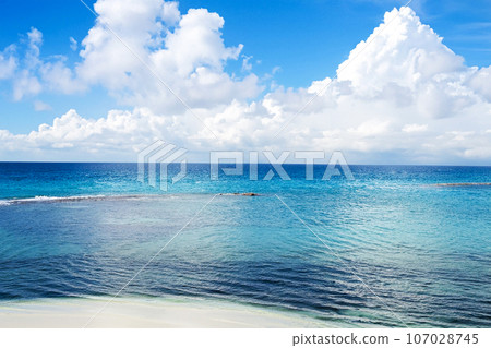 Blue sea and blue sky AI generated image 107028745