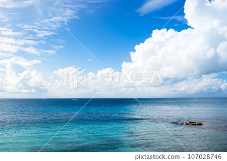 Blue sea and blue sky AI generated image Blue sea and blue sky AI generated image 107028746