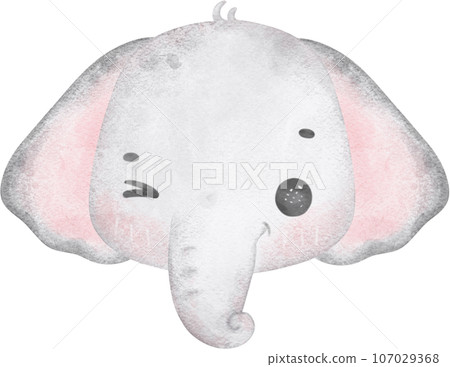 Cute baby elephant, kawaii nursery animal watercolor  107029368