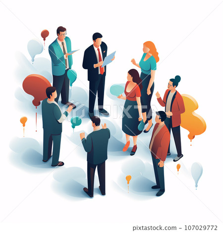 Isometric Vector Graphic of Group of People Talking Isometric Vector Graphic of Group of People Talking 107029772