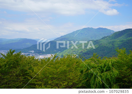 View of Mt. Hiei from the west observation deck of Shogunzuka Seiryuden, Kyoto 107029835