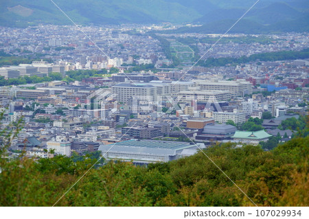 View of the Kamogawa Delta and Kyoto University from the Shogunzuka Seiryuden Observatory in Kyoto 107029934