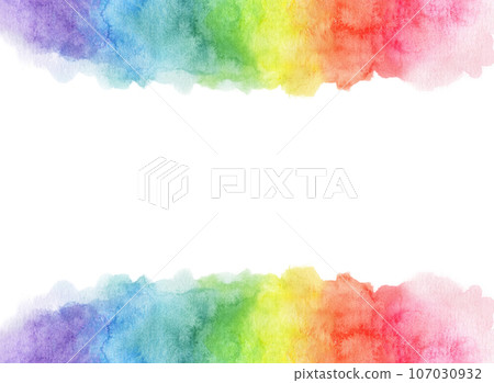 Watercolor rainbow background with space for text. 107030932