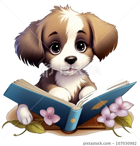 Adorable Bookworm Pup: Digital Clipart Collection - Stock Illustration ...
