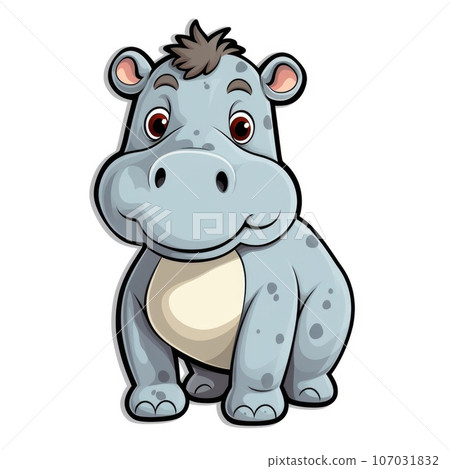 Cute cartoon hippopotamus on white background Cute cartoon hippopotamus on white background 107031832