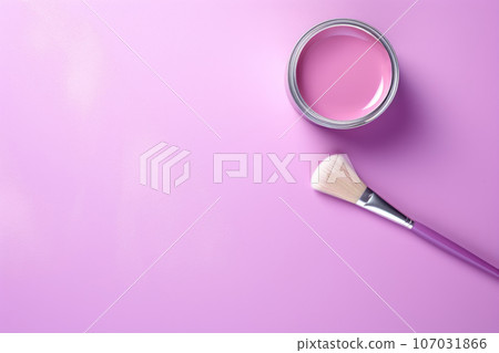 Vivid pink paint on pink background top view Vivid pink paint on pink background top view 107031866