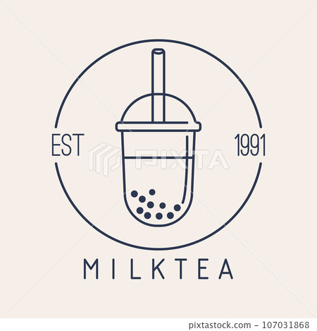 MILK TEA cup icon on beige background vector 107031868