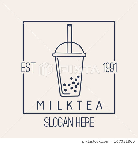 MILK TEA cup icon on beige background vector 107031869