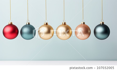 Christmas balls on the light background, Ai generated 107032005