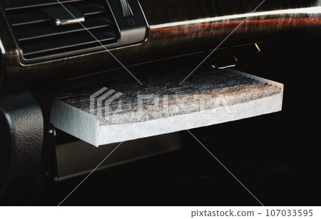 Filter of car air conditioning in a filter slot, air condition filter changing for maintenance 107033595
