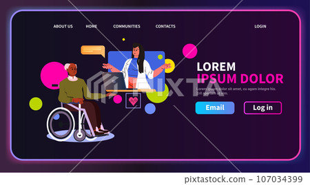 disabled senior man sitting in wheelchair and discussing with doctor during online medical consultation people with disabilities rehabilitation disabled senior man sitting in wheelchair and discussing with doctor during online medical consultation people with disabilities rehabilitation 107034399
