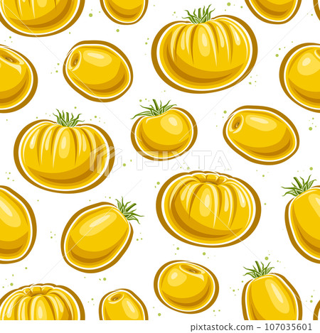 Vector Yellow Tomato seamless pattern Vector Yellow Tomato seamless pattern 107035601