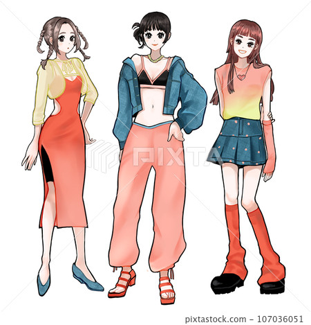 Y2K fashion female illustration no background 107036051