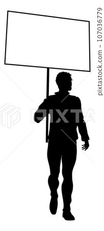 Protest Rally March Picket Sign Silhouette Person Protest Rally March Picket Sign Silhouette Person 107036779