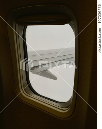 Wings seen from the airplane window Wings seen from the airplane window 107036786