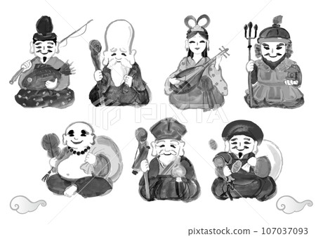 手繪日式插畫七福神 107037093