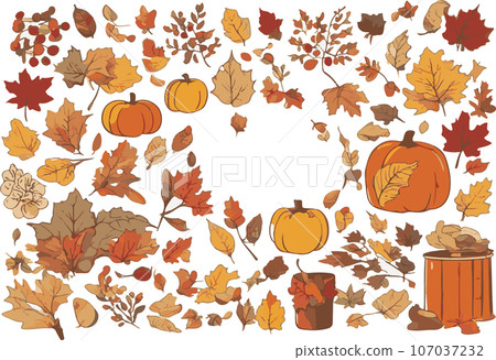 Autumn illustration parts set Autumn illustration parts set 107037232