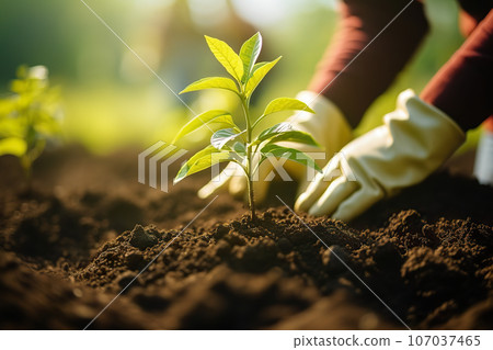 Community Garden Green Initiative Planting Trees and Promoting Local Food Production for Habitat Restoration and a Greener World. created with Generative AI 107037465